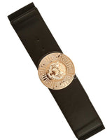 Lion Accent with Rhinestone Buckle Elastic Belt - Palazzo Couture Online