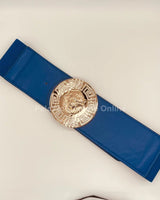 Lion Accent with Rhinestone Buckle Elastic Belt - Palazzo Couture Online