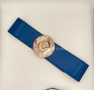 Lion Accent with Rhinestone Buckle Elastic Belt - Palazzo Couture Online