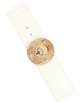 Lion Accent with Rhinestone Buckle Elastic Belt - Palazzo Couture Online