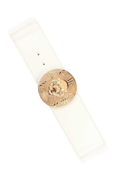 Lion Accent with Rhinestone Buckle Elastic Belt - Palazzo Couture Online