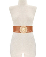 Lion Accent with Rhinestone Buckle Elastic Belt - Palazzo Couture Online