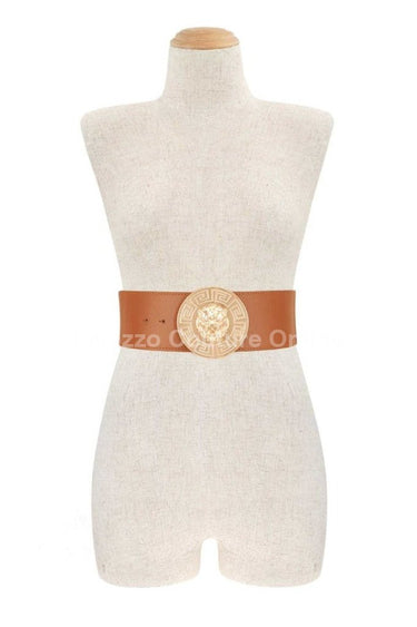 Lion Accent with Rhinestone Buckle Elastic Belt - Palazzo Couture Online