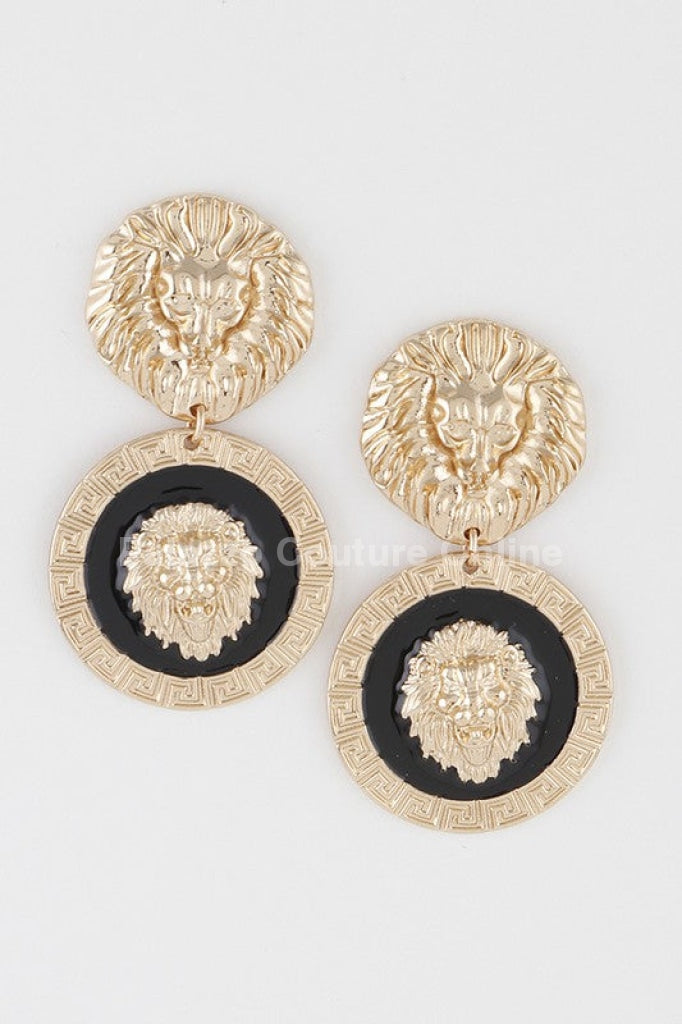 Lion Emblem Earrings One Size / Gold
