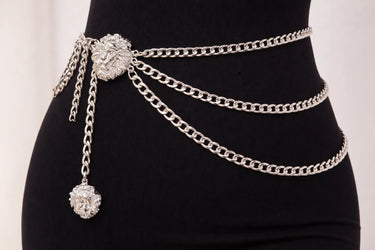 Lioness Chain Belt with Draped Chains and Lion Detail - view 3