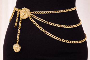Lioness Chain Belt with Draped Chains and Lion Detail - view 5