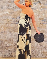 Little Secrets Print Jumpsuit (Black-Ivory - trendy women's jumpsuit