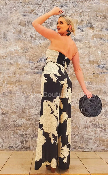 Little Secrets Print Jumpsuit (Black-Ivory - trendy women's jumpsuit