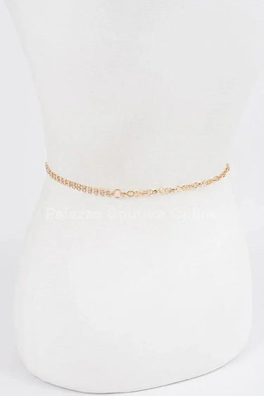 CG Logo Rhinestone Dainty Chain Belt (Gold) - chic women's belt for every occasion