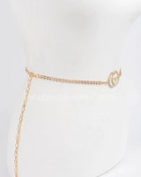 CG Logo Rhinestone Dainty Chain Belt (Gold) - elegant belt accessory by Palazzo Couture