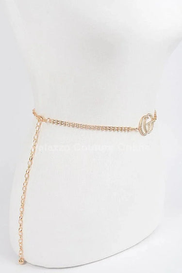 CG Logo Rhinestone Dainty Chain Belt (Gold) - elegant belt accessory by Palazzo Couture