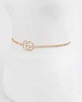 CG Logo Rhinestone Dainty Chain Belt (Gold) - trendy women's fashion belt