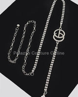 CG Logo Rhinestone Dainty Chain Belt (Silver) for women - fashion belt by Palazzo Couture