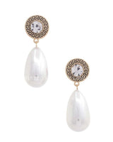 Long Pearl Greek Pattern Earring - Palazzo Couture Online