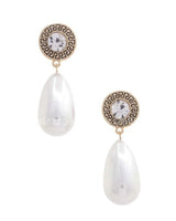 Long Pearl Greek Pattern Earring for women - fashion jewelry by Palazzo Couture