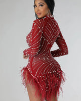 Look at Me Burgundy Mini Dress side view highlighting short hemline