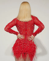 Look at Me Mini Dress (Red) side view highlighting short hemline