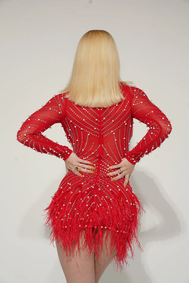 Look at Me Mini Dress (Red) side view highlighting short hemline