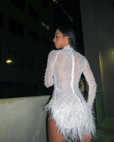 Women's White mini dress elegant style back view