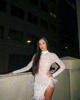 Look at Me Mini Dress (white) showing dress construction and fit details