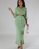 Women's Neck skirt set matching style back view