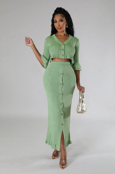 Women's Neck skirt set matching style back view