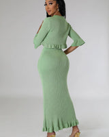 Lorena Baby Green Skirt Set with V-Neck Top showing coordinated top and skirt construction