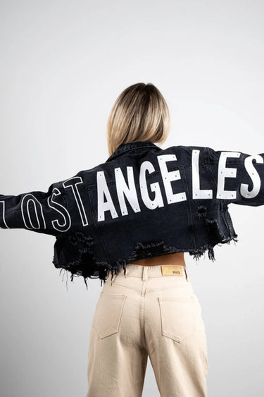Lost Angeles Denim Jacket (Black) for women - stylish outerwear by Palazzo Couture