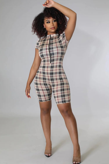 Love is in The air Romper Checkered - women's going out romper