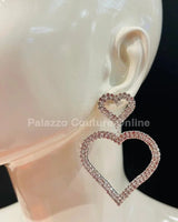 Love Heart Earring Hanging Hearts (Silver) - women's statement jewelry