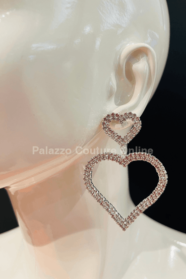Love Heart Earring Hanging Hearts (Silver) - Palazzo Couture Online