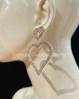 Love Heart Earring Hanging Hearts (Silver) - Palazzo Couture Online