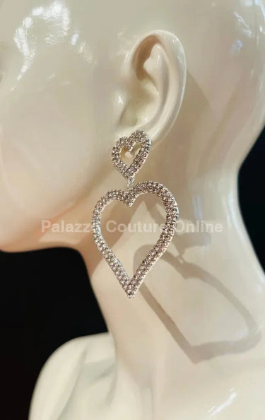 Love Heart Earring Hanging Hearts (Silver) - stylish accessory for every outfit