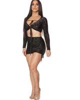 Women's Black skirt set matching style back view