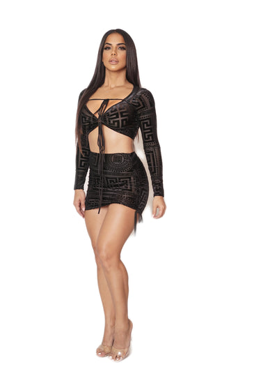 Women's Black skirt set matching style back view