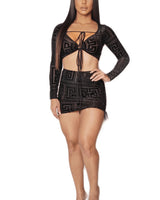 Love Mine Style Black Skirt Set front view showing complete two piece skirt set