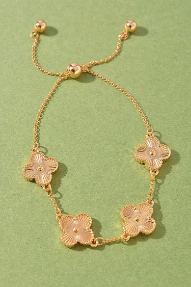 Love Mother of Pearl Clover Bracelet- Gold Cream - women's statement jewelry