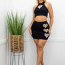 Love Notes Black Skirt Set with Stretch Knit Fit front view showing complete two piece skirt set