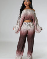 Women's  pant set one shoulder style back view
