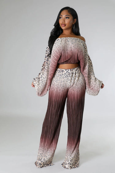 Women's  pant set one shoulder style back view