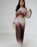 Love You A Latte Ruched Pant Set with One Shoulder Top side view showing pants silhouette and fit