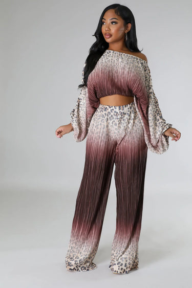 Elegant  one shoulder two piece pant set styled for going out