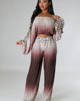 Love You A Latte Ruched Pant Set with One Shoulder Top close up of one shoulder top design and fabric detail
