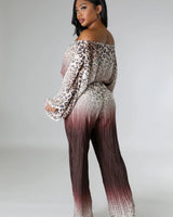 Love You A Latte Ruched Pant Set with One Shoulder Top full body look paired with heels and accessories