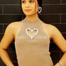 Lovely Heart Cutout Top – Beige Knit Turtleneck for women - top by Palazzo Couture