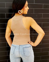 Lovely Heart Top (Beige) - Palazzo Couture Online