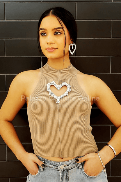 Lovely Heart Top (Beige)