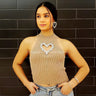 Lovely Heart Top (Beige) - Palazzo Couture Online