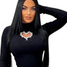 Black Heart Cutout Turtleneck Top made of acrylic and nylon blend
