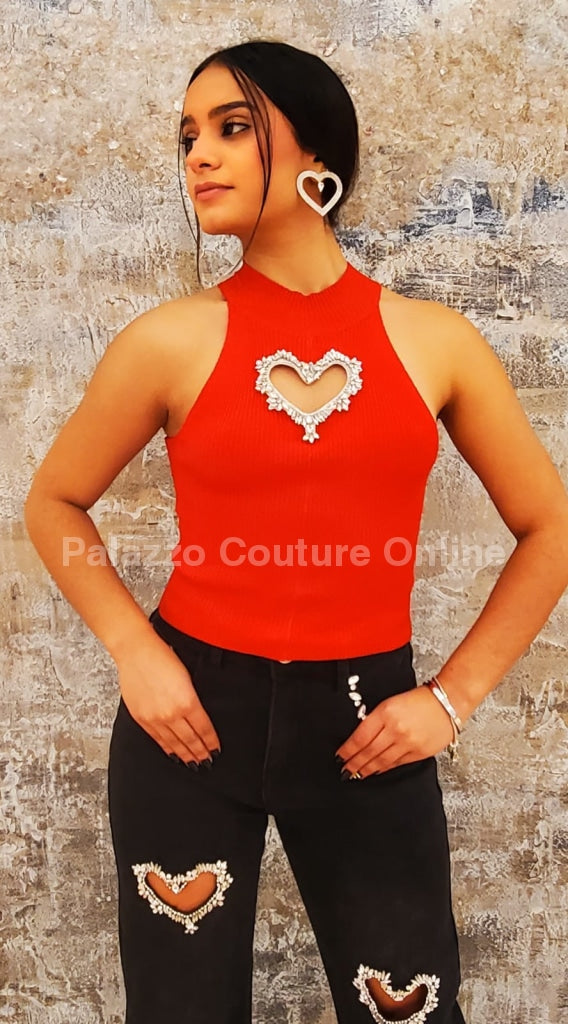 Lovely Heart Top( Red) Top